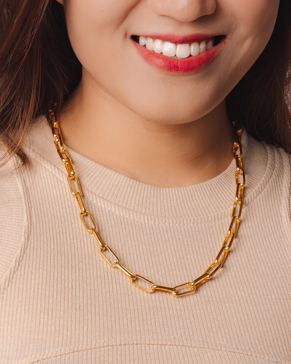 Paperclip Chain Necklace, Bold Chain Necklace, 22k, Solid Gold Necklace, 916 Gold Necklace, 22k Gold Necklace,22k Gold Jewellery, 22k Solid Gold, 916 Solid Gold, 22k Gold Chain, 916 Gold Chain, Solid Gold Jewellery, Minimalist Gold Jewellery