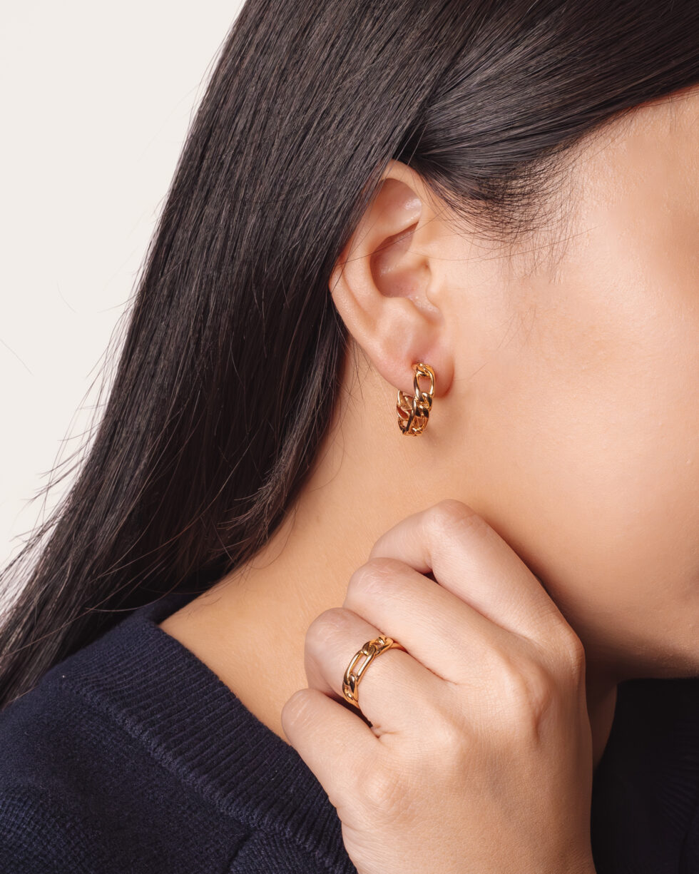 Figaro Hoop Earrings
; Figaro Chain Earrings; Solid Gold Earrings; 916 Gold Earrings; 22k Gold Earrings; 22k Gold Jewellery; 22k Solid Gold; 916 Solid Gold